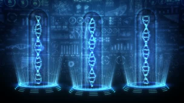 Animation Boucle Molécules Hélice Adn Concept Chromosome Adn Éléments Hologramme — Video