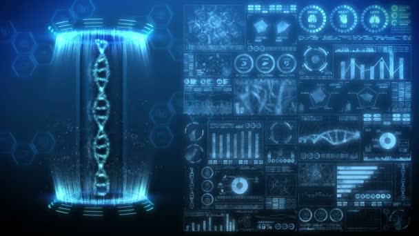 Dna Helix Molecule Loop Animation Inglés Concepto Cromosoma Adn Elementos — Vídeos de Stock