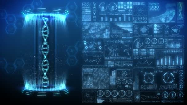Dna Helix Molecule Loop Animation Inglés Concepto Cromosoma Adn Elementos — Vídeo de stock