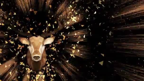 Polygonal Deer Background Animal Head Low Polygon Loop Animation Geometric — Stock Video