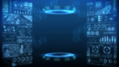 Modern sağlık hizmeti konsepti. Sağlık göstergeleriyle birlikte gelecek araştırması. Grafik, Diyagram, Infographic. Yüksek teknoloji gelecek döngü canlandırması.