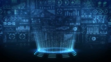 Modern sağlık hizmeti konsepti. Sağlık göstergeleriyle birlikte gelecek araştırması. Grafik, Diyagram, Infographic. Yüksek teknoloji gelecek döngü canlandırması.