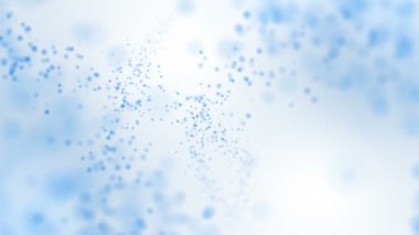 Hareketli parçacıkların olduğu mavi dijital dalga. Fotokopi alanı olan soyut güzellikteki Bokeh ışıkları. Teknoloji dijital dalga konsepti. Döngü canlandırması.