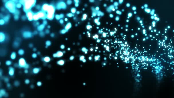 Синя Цифрова Хвиля Частинками Русі Абстрактний Красивий Фон Боке Запалює — стокове відео