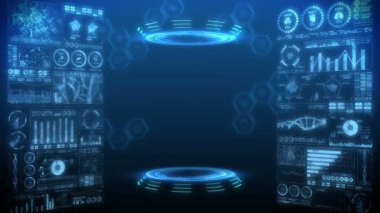 Modern sağlık hizmeti konsepti. Sağlık göstergeleriyle birlikte gelecek araştırması. Grafik, Diyagram, Infographic. Yüksek teknoloji gelecek döngü canlandırması.