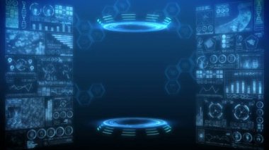 Modern sağlık hizmeti konsepti. Sağlık göstergeleriyle birlikte gelecek araştırması. Grafik, Diyagram, Infographic. Yüksek teknoloji gelecek döngü canlandırması.