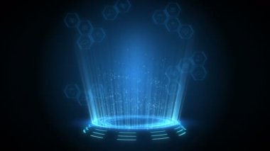 Modern sağlık hizmeti konsepti. Sağlık göstergeleriyle birlikte gelecek araştırması. İnsan tıbbi hologramı. Bilgisel. Yüksek teknoloji gelecek döngü canlandırması.