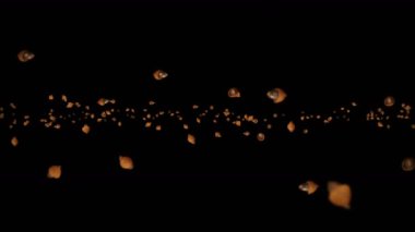 Siyah arka planda birçok sonbahar meşe palamudu uçuruyorum. Sonbahar sembolü, meşe fıstığı, sonbahar hediyeleri. Dönen meşe palamudu tohumlarının 3 boyutlu animasyonu. Döngü canlandırması.