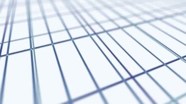 Mavi neon çizgilerin parlak teknolojisi. İş konsepti. Beyaz arkaplanda dönen karelerin 3 boyutlu yansıması. Döngü canlandırması.