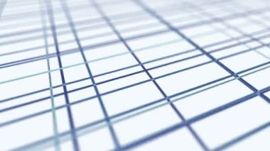 Mavi neon çizgilerin parlak teknolojisi. İş konsepti. Beyaz arkaplanda dönen karelerin 3 boyutlu yansıması. Döngü canlandırması.