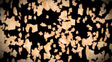 Siyah arka planda bir sürü sade ekmek dilimi uçurmak. Yiyecek, yiyecek ve yeme konsepti. 3 boyutlu buğday ekmeği dilimi hareketi. Döngü canlandırması.