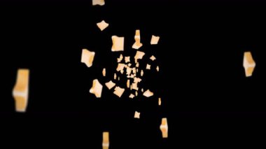 Siyah arka planda bir sürü sade ekmek dilimi uçurmak. Yiyecek, yiyecek ve yeme konsepti. 3 boyutlu buğday ekmeği dilimi hareketi. Döngü canlandırması.