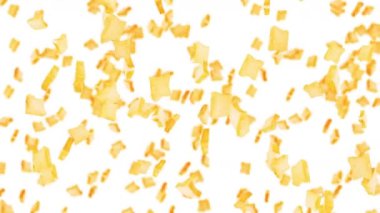 Beyaz arka planda bir sürü sade ekmek dilimi uçurmak. Yiyecek, yiyecek ve yeme konsepti. 3 boyutlu buğday ekmeği dilimi hareketi. Döngü canlandırması.