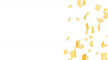 Beyaz arka planda bir sürü sade ekmek dilimi uçurmak. Yiyecek, yiyecek ve yeme konsepti. 3 boyutlu buğday ekmeği dilimi hareketi. Döngü canlandırması.