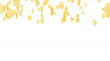 Beyaz arka planda bir sürü sade ekmek dilimi uçurmak. Yiyecek, yiyecek ve yeme konsepti. 3 boyutlu buğday ekmeği dilimi hareketi. Döngü canlandırması.