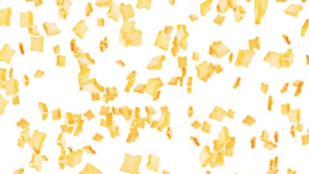 Vliegen Veel Gewoon Brood Plakjes Witte Achtergrond Levensmiddelen Voedsel Eten — Stockvideo