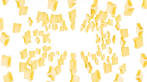Летает Много Простых Ломтиков Хлеба Белом Фоне Продукты Питания Еда — стоковое видео