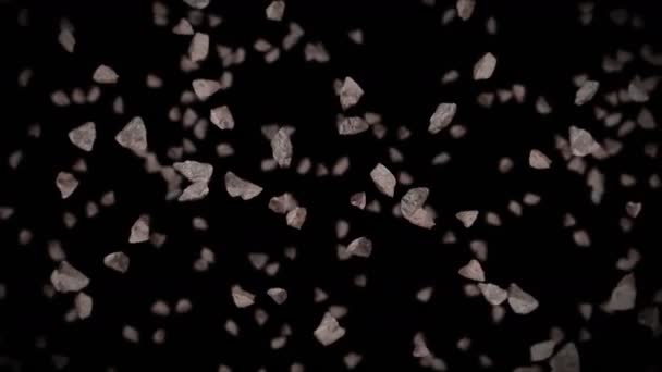 Siyah Arka Planda Bir Sürü Kaya Taşı Uçuruyor Kırık Sıçrama — Stok video