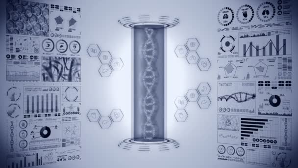 Animação Loop Molécula Hélice Dna Conceito Cromossoma Adn Elementos Holograma — Vídeo de Stock