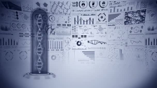 Dna Helix Molecule Loop Animation Inglés Concepto Cromosoma Adn Elementos — Vídeo de stock