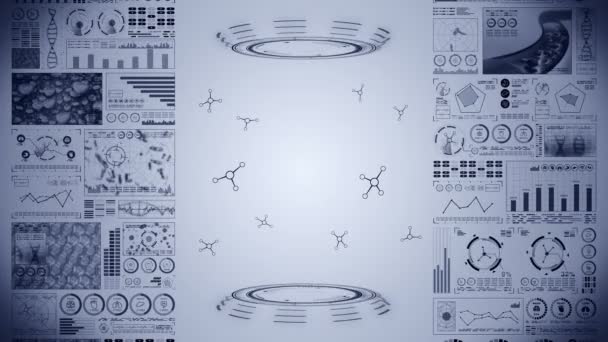 现代医疗保健概念 带有健康指标的未来学检查 信息图表 高科技未来循环动画 — 图库视频影像