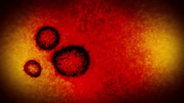 Mikroskop altında virüs ve bakteri. Coronavirus, COVID-19, Influenza, SARS, MERS. Mikrobiyoloji konsepti. Corona virüsleri salgın tehlikesine neden olur. Döngü canlandırması.