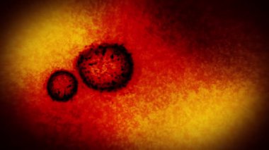 Mikroskop altında virüs ve bakteri. Coronavirus, COVID-19, Influenza, SARS, MERS. Mikrobiyoloji konsepti. Corona virüsleri salgın tehlikesine neden olur. Döngü canlandırması.