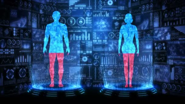 Human Earth Medical Hologram Loop Animation People Virtual Body Earth — Stock Video