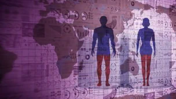 Humano Terra Animação Ciclo Holograma Médico Pessoas Corpo Virtual Terra — Vídeo de Stock