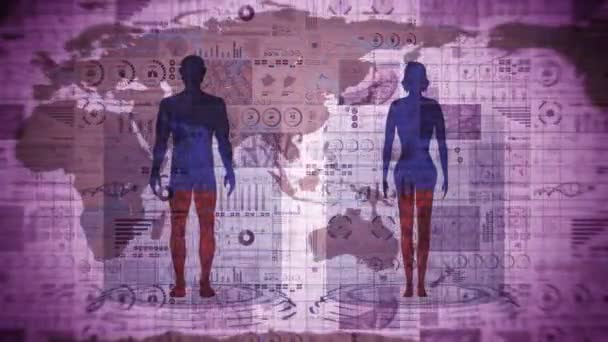 Mensch Und Erde Animation Medizinischer Hologrammschleifen Menschen Virtuellen Körper Die — Stockvideo
