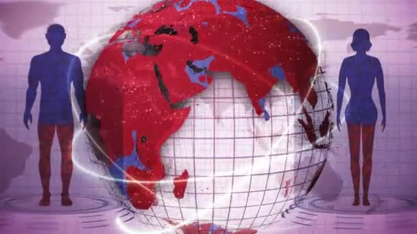 Humano Tierra Animación Bucle Holograma Médico Gente Cuerpo Virtual Tierra — Vídeos de Stock