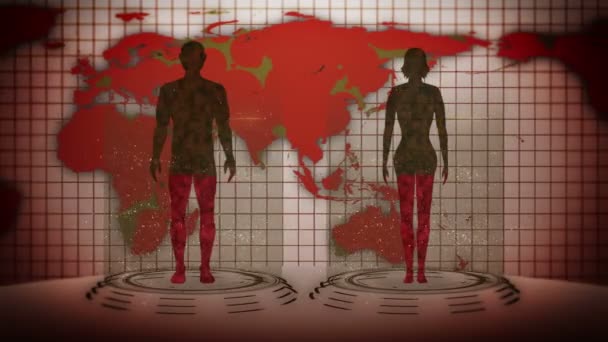 Человек Земля Анимация Цикла Медицинской Голограммы Люди Виртуальное Тело Земля — стоковое видео