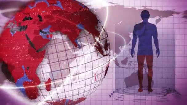 Člověk Země Animace Lékařské Hologramové Smyčky Lidské Virtuální Tělo Země — Stock video