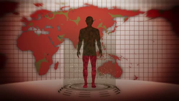 Hombre Tierra Animación Bucle Holograma Médico Cuerpo Virtual Humano Tierra — Vídeos de Stock