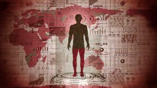 Человек Земля Анимация Цикла Медицинской Голограммы Человеческое Виртуальное Тело Земля — стоковое видео