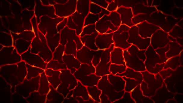 暗赤色の地面の背景 煙霧塵煙 溶融溶岩のループアニメーション 地表だ 熱燃焼床 — ストック動画