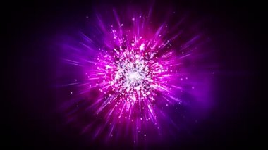 Yanıp sönen parçacıklarla parıldayan lüks ışıklar. Parlak vintage döngü animasyonu. Dairesel. Altıgen. Doğrusal. Ekran dekorasyonu konsepti. Mor ve kırmızı.