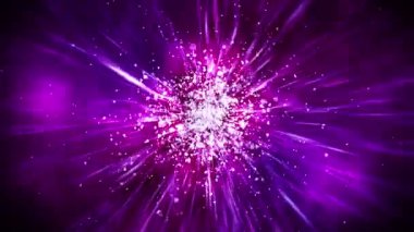 Yanıp sönen parçacıklarla parıldayan lüks ışıklar. Parlak vintage döngü animasyonu. Dairesel. Altıgen. Doğrusal. Ekran dekorasyonu konsepti. Mor ve kırmızı.