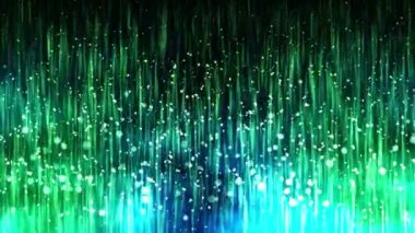 Yanıp sönen parçacıklarla parıldayan lüks ışıklar. Parlak vintage döngü animasyonu. Dairesel. Altıgen. Doğrusal. Ekran dekorasyonu konsepti. Yeşil ve mavi.