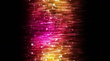 Yanıp sönen parçacıklarla parıldayan lüks ışıklar. Parlak vintage döngü animasyonu. Dairesel. Altıgen. Doğrusal. Ekran dekorasyonu konsepti. Kırmızı ve sarı.