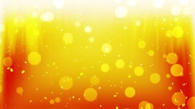 Düşen parlak altın konfeti. Altın renginden parlak bir parıltı. Renkli arka planda Bokeh ışıkları. Parlayan dalgaların tasarımı. Döngü animasyonu. Metin için alanı kopyala.