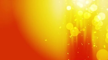 Düşen parlak altın konfeti. Altın renginden parlak bir parıltı. Renkli arka planda Bokeh ışıkları. Parlayan dalgaların tasarımı. Döngü animasyonu. Metin için alanı kopyala.