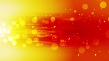 Düşen parlak altın konfeti. Altın renginden parlak bir parıltı. Renkli arka planda Bokeh ışıkları. Parlayan dalgaların tasarımı. Döngü animasyonu. Metin için alanı kopyala.