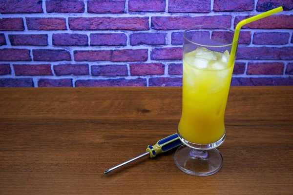 Schraubenzieher Cocktail Wodka Und Orangensaft Highball Glas — Stockfoto