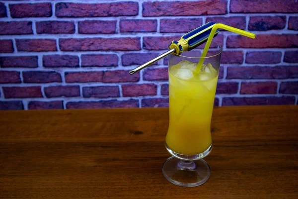 Schraubenzieher Cocktail Wodka Und Orangensaft Highball Glas — Stockfoto