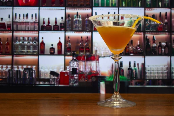 Sidecar Ocktail Vidro Martini Com Casca Laranja — Fotografia de Stock
