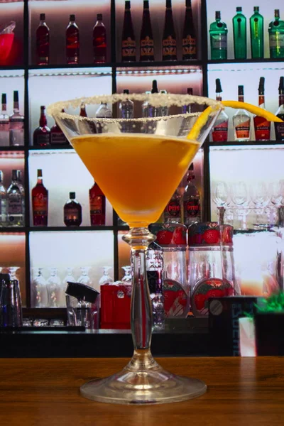 Sidecar Ocktail Vidro Martini Com Casca Laranja — Fotografia de Stock