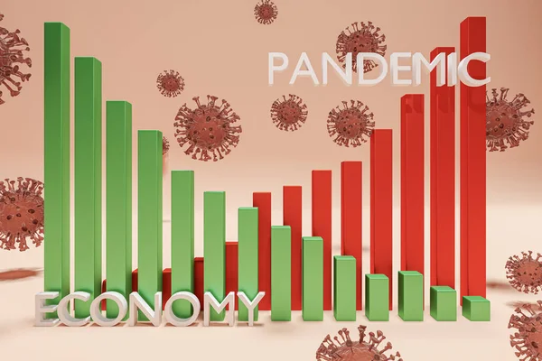Gospodarka Podczas Pandemii Wpływ Gospodarkę Renderowanie Obrazy Stockowe bez tantiem