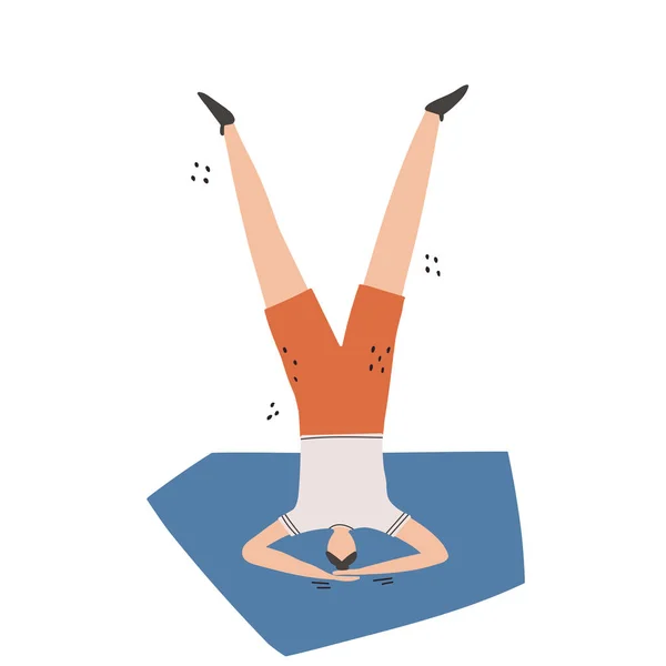 Yoga posa poggiatesta sostenuto o vettore salamba sirsasana. Appartamento moderna illustrazione vettoriale di posa yoga. Illustrazione disegnata a mano — Vettoriale Stock