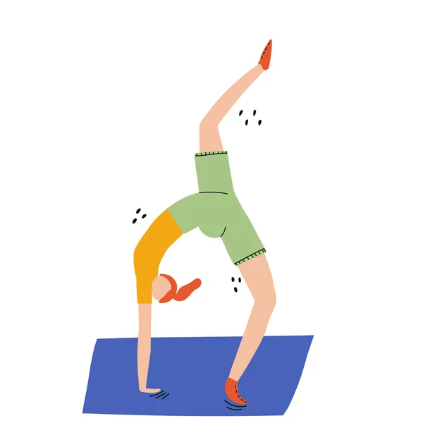 Yoga pose urdhva or dhanurasana векторная иллюстрация. Плоская современная векторная иллюстрация позы йоги. Ручная иллюстрация . — стоковый вектор